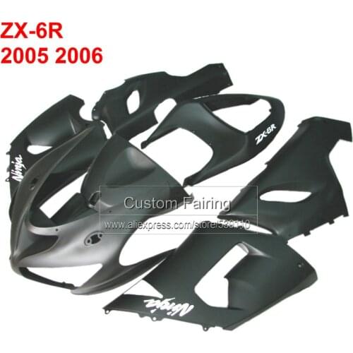 Fashion Motorcycle fairings for Kawasaki zx6r zx 6r Ninja 05 06 2005 2006 matte black fairing kit RG45