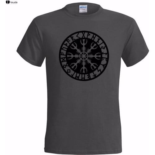 Men T Shirt 100% Cotton Print Shirts HELM OF AWE 1 MENS T SHIRT NORSE NORDIC VIKING Aegishjalmur NORWAY SYMBOL NORSE Tee shirt