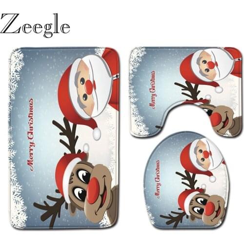 Zeegle Bath Mat Set 3pcs Bathroom Carpet Anti-slip Shower Mat Bath Rug Absorbent Toilet Rug Foot Mat Washable Bathroom Rug Set