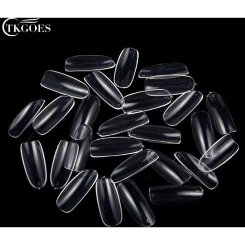 500pcs/pack Oval False Nails Acrylic nail tips fullwell Transparent fake nails full cover French false nail art tips