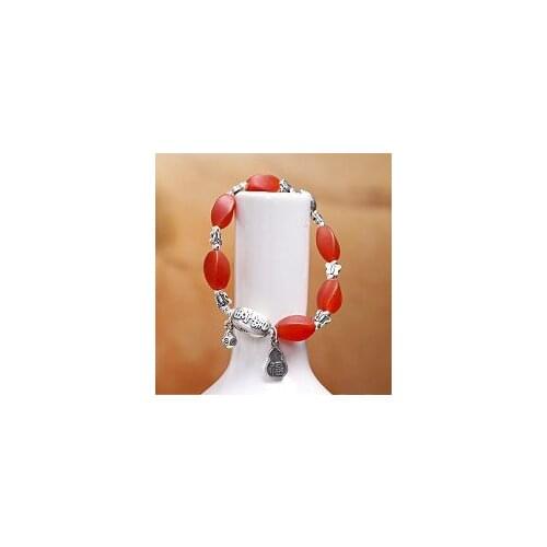 New s925 Thai silver made old southern red agate bracelet Fashion retro womens jewelry