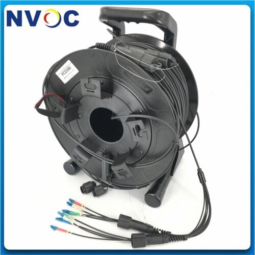 SM,8C,G657A1,Armored Black Cable,5.0mm,2pcs PDLC/UPC(8cores)-2Pcs PDLC/UPC-Fiber Optic Patch cord Cable 150M 200m 300M with Reel