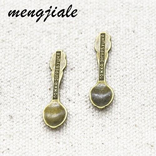 MENGJIALE 50pcs/lot pendant spoon Antique bronze Pendant European Style jewelry findings 58*7mm