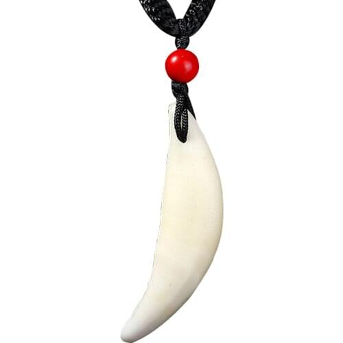 Real black dog teeth pendant mens and womens gold touch Necklace dog teeth pendant baby cinnabar wolf teeth