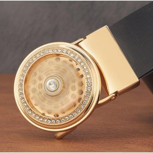 High Quality Spin round Automatic Buckle balck Designer Belts men round genuine leather fashion men Casual ceinture homme