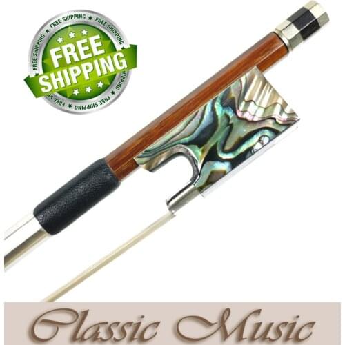 Silver Permanbuco Violin Bow with Abalone Shell frog (4/4), Good Mongolian Horse Hair Hot Sell