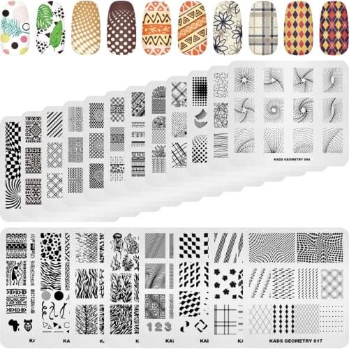 Nail Stamp Plates Geometry Lattice Pattern Design 7*8CM Stainless Steel Nail Art Image Stamping Plate Printing Mold Tools