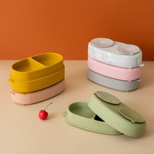 1set Silicone Baby Feeding Bowl Anti-slip Pad Two-sided Suction Cup Feedings Silicone Bowl Tableware Teeth Baby Feeding Supplies