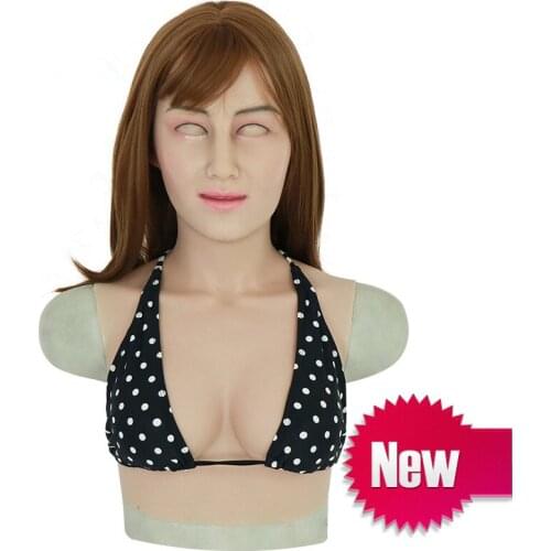Silicone Mask with Boobs for Crossdresser Realistic Skin Silicone Breast Forms Cosplay for Transgender Male Shemale Drag Queen
