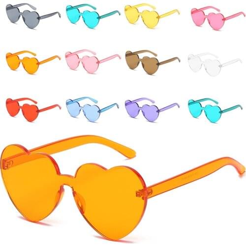 Thin Section Trend Peach Heart Candy Color Sunglasses Ladies Personality Frameless one-piece Men Sunglasses Party Supplies
