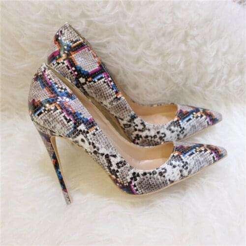 Free shipping fashion women Pumps lady grey snake python Pointy toe high heels shoes 12cm 10cm 8cm party shoes