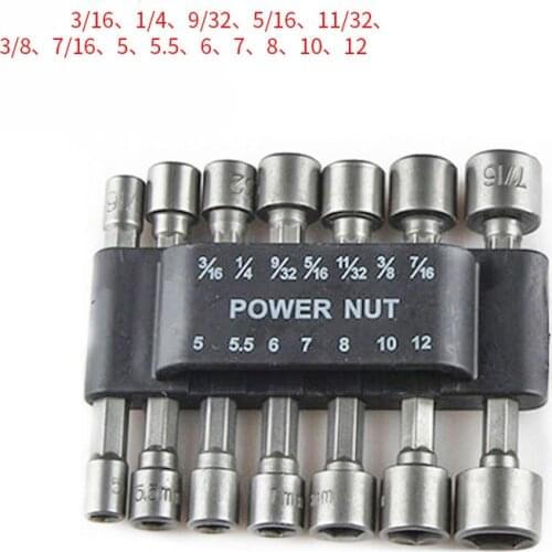 10/15 Pcs 80mm Length Deepen Power Nut Driver Drill Bit Set 5.5-19MM Impact Socket Adapter For Power Tools 6.35MM Hex Shank