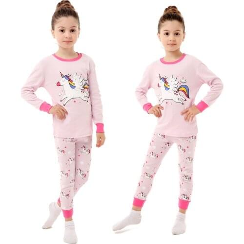 Girls Spring Cotton Cartoon Pajamas Sets Long Sleeve Sleepwear Suits for Toddler Girls for 2-8 Year Old Child Girl Clothing