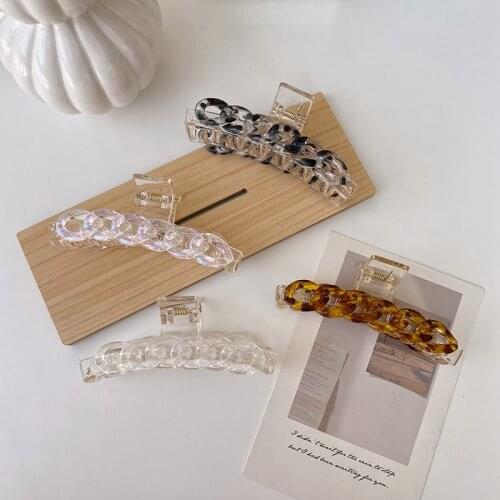 Korean version of retro chain hairpin hair clip fashion and simple temperament acrylic big clipShark clip on back of headHairpin