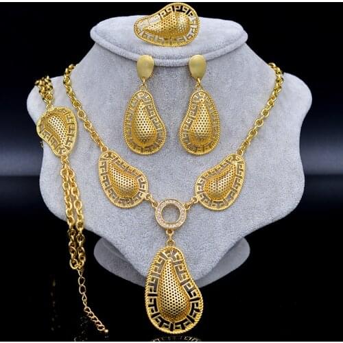 ZEA Dear Jewelry Fashion Bridal Jewelry Set For Women Jewelry Findings Necklace Earring Ring Bracelet For Wedding Jewelry Gift