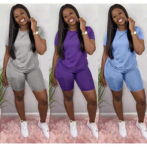 2021 Women Sets Summer Tracksuits Sportswear Fitness Short Sleeve T-Shirts+Shorts Suit Two Piece Set Sporty 2 Pcs Outfits