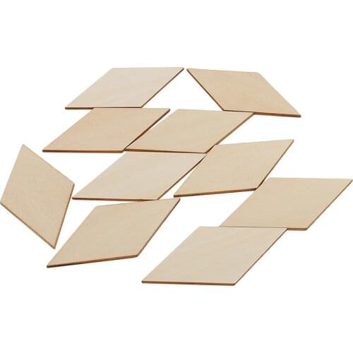 10x Premium Wood Plywood Sheet Blank MDF Wooden Rhombus Pieces Tags 100x50mm