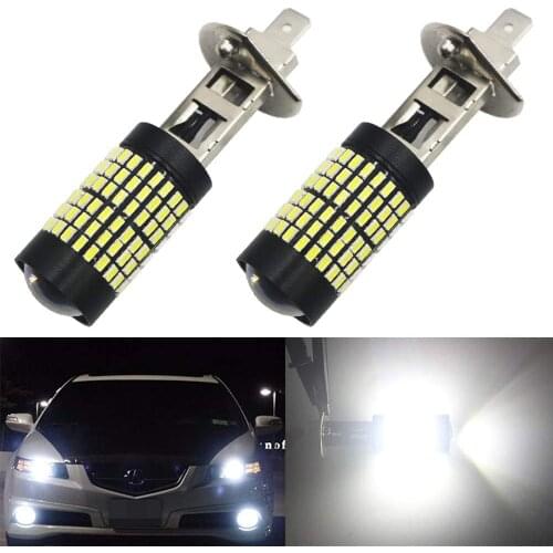 2-Pack H1 3014 144 SMD LED Fog Light 9V-30V White with Projector Replacement Bulb Daytime Running Light Motorcycle Headlight