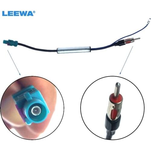 LEEWA 5pcs Car Radio Antenna Adapter With Booster for VW/Audi/BMW Male Connector Wire Cable Installation #CA4791