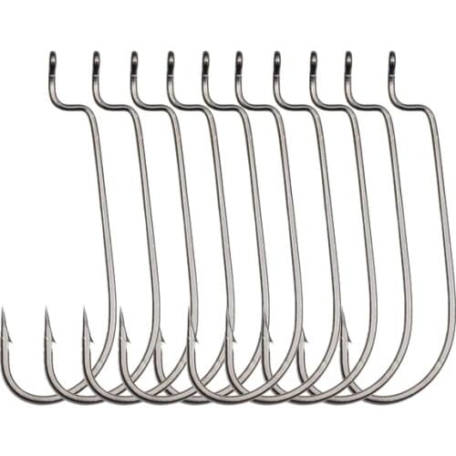 50pcs/lot Size: 6#--5/O High Carbon Steel Fishing Hooks Narrow belly Crank hook Soft bait Worm hooks