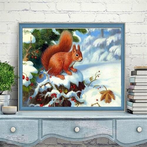 5D DIY Diamond Painting Animal Squirrel Diamond Embroidery Poster Home Decoration Wall Sticker Children Christmas Gift