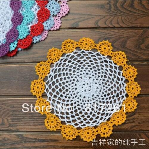 Free shipping Janpan ZAKKA flowers design 5 pic/lot 22 cm round lace crochet doilies novelty household dinning table cup pad 5