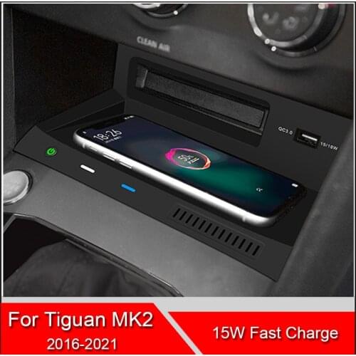 For Volkswagen VW Tiguan MK2 Tiguan Allspace Tharu car qi wireless charger mobile phone fast charging board holder accessories