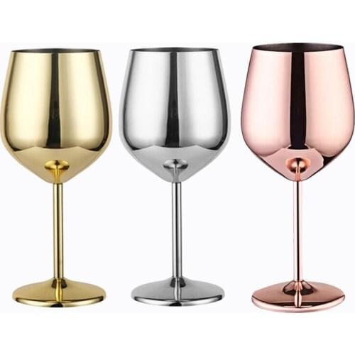 Stainless Steel Wine Glass Goblets Juice Drink Champagne Goblet Cocktail Glasses Whiskey Cup,3 Pack,500Ml