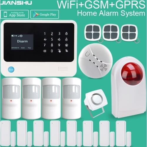 CE FCC certification gsm wifi gprs sms home intruder alarm system APP mobile control wireless outdoor siren smoke detector