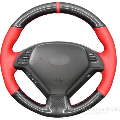 Black PU Carbon Fiber Steering Wheel Cover for Infiniti G37 G G25 G35 EX EX35 EX37 Q Q40 Q60 QX50 (US) Nissan Skyline