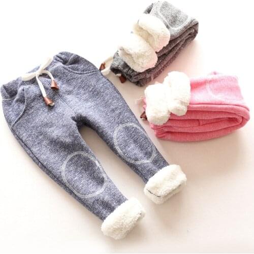 Kids trousers children pants winter for boys pants fashion baby girls Pants thicken warm fleece velvet