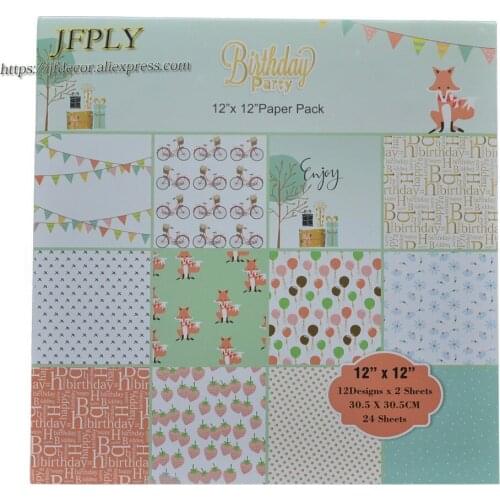 DIY Photo Album Scrapbooking Set Papers Birthday Party Series Craft Paper Background pad Paper Origami 12"X 12"24Sheets /pack