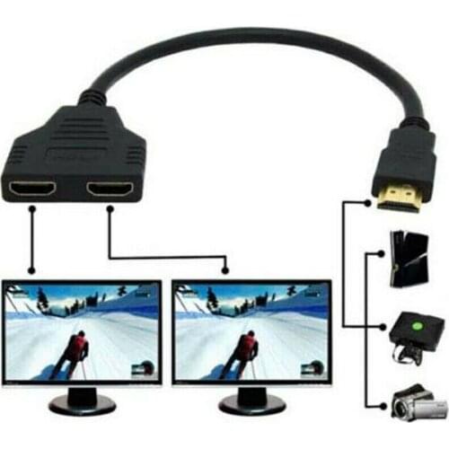 V1.4 Male To Double Female Adapter Cable HD 1080P 1 In 2 Out Converter Connect Cable HDMI-Compatible 2 Dual Port Y Splitter