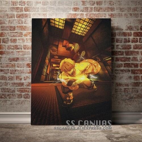 Zenitsu Kimetsu no Yaiba Anime Canvas Painting Decor Wall Art Pictures Bedroom Study Home Living Room Decoration Prints Poster