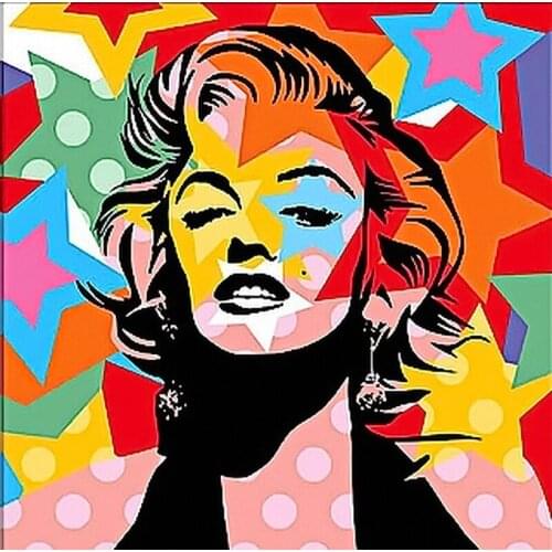 Handmade painting pop art Marilyn Monroe in sunlight on oil canvas for home decor and wallpaper, gallery