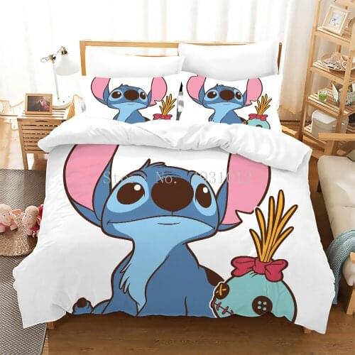 Colorful Stitch Bedding Set Cartoon Bedspread Single Twin Full Queen King Size Bedclothes Childrens Boy Bedroom Bed Set