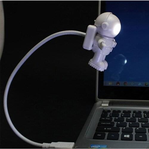 Spaceman Astronaut USB Tube LED Night Light White Flexible Lamp For Computer Laptop PC Notebook Reading Portable DC 5V New
