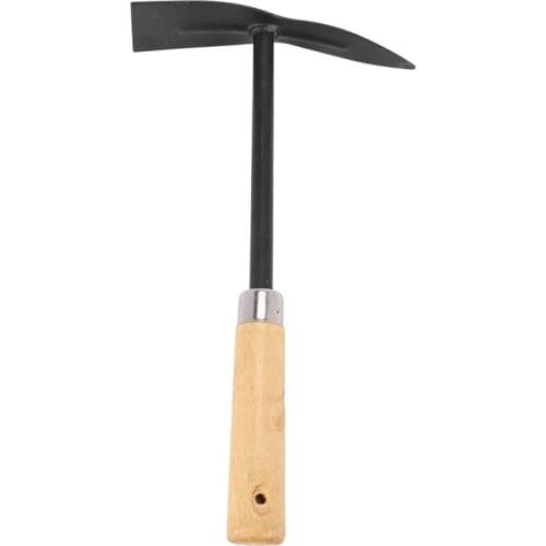 Wooden Handle Metal Hand Garden Tool Digging Hoe,Black