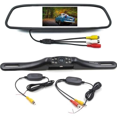 4.3 Inches Car Rearview Mirror Monitor Car Reverse Camera For Vehicle Parking Reversing Image Display With Wireless Transmitter