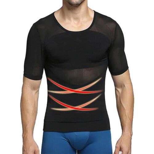 Men Fitness T-Shirt Slimming Body Shaper Corrective Posture Belly Control Compression Man Modeling Underwear Corset Tops