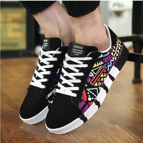 Spring New Brand Mens Casual Sneaker Canvas Shoes Outdoor Walking Breathable Canvas Print Trainers Shoes Fad New yui8