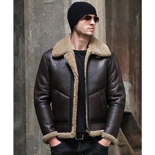Thicken Fur Sheepskin Coat Men Winter Real Fur Clothing Genuine Leather Outwear Jungle Brown Natural Fur Overcoat