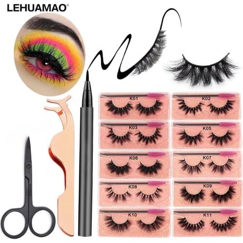 Eye makeup kit 5D Mink Eyelash Long Lasting Mink Lashes Natural Extension Thick 3D False Eyelashes Self-adhesive Eyelash Eyeline