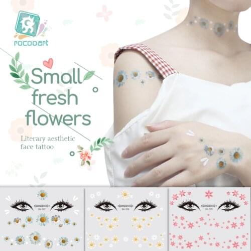 Rocooart Face Sticker Temporary Tattoo Party Face Makeup Tools Small Fresh Flower Fake Tatoo Little Flora Flash Tattoo Stickers