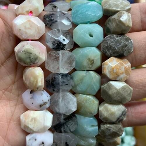 Natural Pink Opal Rutilated Quartz Amazonite Sunstone Coral Fossil Beads 15'' DIY Loose Beads For Jewelry Making Beads Necklace
