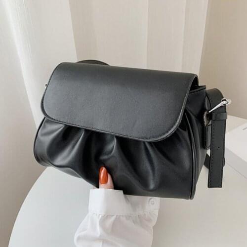 New Elegant Shoulder Bag Ruched Pu Leather Handbags For Women Fashion Designer Solid Underarm Hand Bags