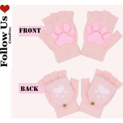 New Cat Paw Gloves for Women Girls Kawaii 3D Cat Claw Toe Beanies Cute Gift Lolita Paw Pads Cosplay Winter Pad Fingerless Gloves
