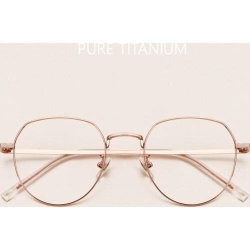 Pure Titanium Retro Blue Light Glasses Frame Womens Round Face Myopia Glasses Ultralight Men Trendy Optical Glasses Frame 1901