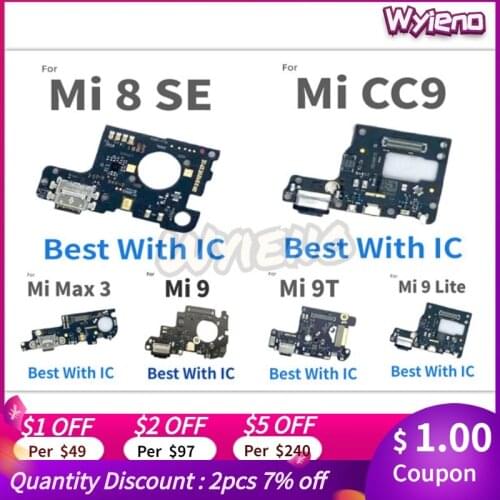 Wyieno For Xiaomi Mi CC9 9 lite 9T Max 3 Mi8 8 SE USB Dock Charging Port Fast Charger Flex Cable Microphone MIC Board