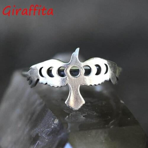 Simple Raven Witch Ring Phases of the Moon Crow Ring Female Finger Rings for Women Men Fashion Party Jewelry Christmas Gifts